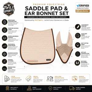 Almohadilla de Silla de Montar Acolchada Beige Personalizada con Estampado Digital, Cubrecuello de Malla Transpirable, Conjunto de Ropa de Equitación Unisex de Poliéster Tejido - Product Image 4