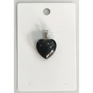 Pendentif en Onyx Noir Fait Main en Gros, Bijou en Pierre Naturelle Onyx Noir en Forme de Cœur avec Motif Poisson d'Inde - Product Image 2