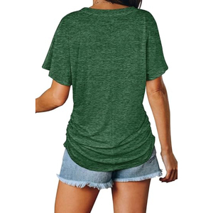 High Quality Custom Colors & Sizes Wholesale Price Breathable OEM Canvas Women's V-neck Short Sleeve T-<b>Shirt</b> Custom Logo - Product Image 3