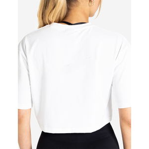 Top Corto de Punto para Mujer, Color Blanco Sólido, Cuello Redondo, Manga Corta, Informal, Transpirable, para Uso Diario, Primavera/Verano - Product Image 4