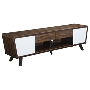 Supporto Console TV 2 porte in noce scuro e bianco lucido - Product Image 2