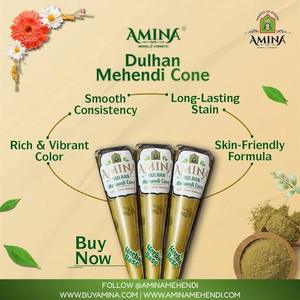 Conos de Pasta de Henna Marrón 100% Natural Amina |   Tatuaje Temporal de Mehndi a Base de Hierbas, Resistente al Agua, para Niños |   Cono de 370G para Suministro a Granel - Product Image 3