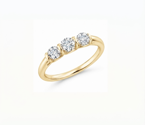 Anillo de Compromiso Clásico para Mujer con Tres Diamantes Redondos de Corte Brillante, Certificado IGI, Oro Amarillo de 14K, Regalo para Ocasiones Especiales y Fiestas - Product Image 3
