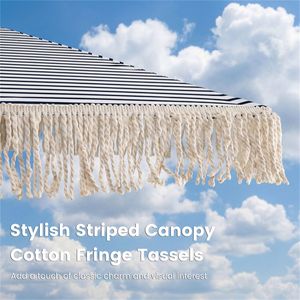 Ombrellone da Patio Boho con Frange e Nappe da 2,5 m, Palo in Alluminio per Giardino e Cortile a Bordo Piscina - Product Image 6