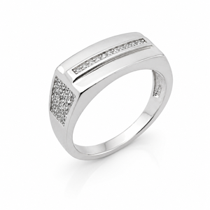Bague pour homme en argent sterling 925 avec diamant, finition polie, design moderne, pour mariage, fête, usage quotidien, cadeau, bijoux fins - Product Image 2