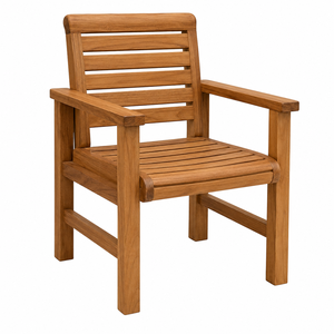 Chaise de jardin moderne en teck massif avec larges accoudoirs et dossier à lattes, imperméable, durable, écologique, Saber Living Room Park - Product Image 1