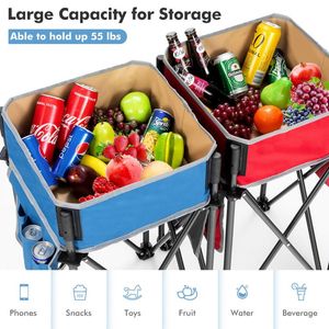 Set di 2 Tavoli Pieghevoli da Campeggio con Ampio Vano Portaoggetti per Picnic - Product Image 2