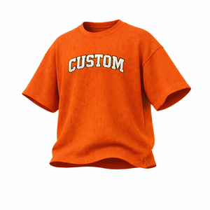 T-shirt surdimensionné en maille gaufrée avec logo personnalisé pour homme, épaules tombantes, streetwear, coton texturé, tee-shirt décontracté d'été, OEM ODM - Product Image 1