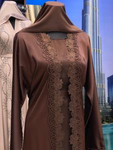 2026 New V Neck Long Sleeve Floor Length Modest Polyester Handmade <b>Flared</b> Hem Abaya Beaded Detail Women's Traditional Muslim - Product Image 3