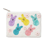 Dompet Koin Manik-Manik Buatan Tangan Bohemian, Dompet Mini Resleting, Dompet Kompak untuk Wanita Harga Terjangkau
