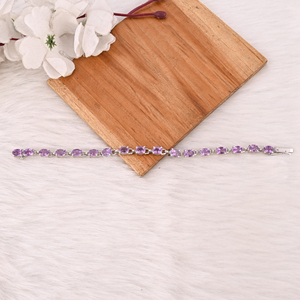 Bracelet tennis de luxe en améthyste violette, fait main, bijoux en argent 925, unisexe, cadeau pour mariage ou fête - Product Image 2