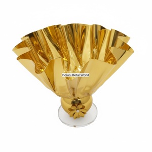 Juego de bandeja y tazón de servir de metal dorado pulido de lujo, plato de chocolate decorativo clásico para hotel y hogar, tazón de chocolate en oferta - Product Image 3