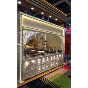 Mostrador de buffet para catering de bodas en acero inoxidable con acabado dorado pulido - Product Image 1