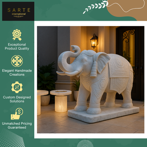 Hot Selling Hand-Carved White Modern Elegant Home <b>Decor</b> Marble <b>Elephant</b> Statue for Outdoor Garden and Villa Living Room - Product Image 4