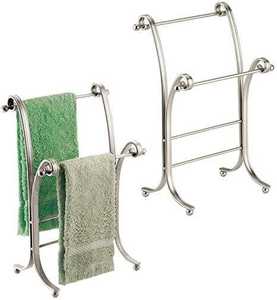 Toallero de pie de acero inoxidable con estructura duradera y estilo moderno para almacenamiento en el baño - Product Image 1