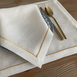 Serviettes de table en lin 100% Nature4u, style japonais, point de croix, 60x60cm, monogramme brodé, couleur personnalisée, logo, utilisation en avion - Product Image 6