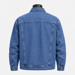 Veste en jean bleu délavé vintage pour homme, veste en jean classique en coton, streetwear décontracté, fabricant OEM ODM - Product Image 2