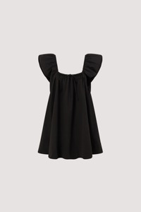 Vestido Mini Negro para Mujer, Cuello Cuadrado, Manga con Volantes, Corte Holgado, Línea A, Vestido Casual de Verano, Venta al Por Mayor - Product Image 2