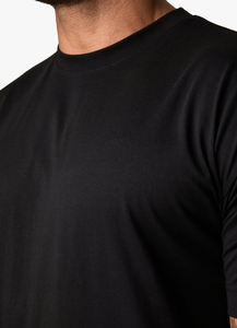 mens <b>black</b> jet <b>black</b> <b>plain</b> solid blank athletic fit short sleeve <b>tshirt</b> crewneck basic tee top - Product Image 6