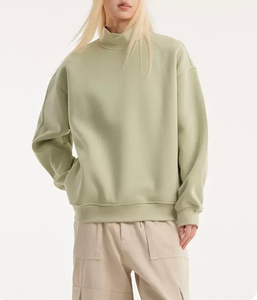 Casual Wear Solid Oversized Mock Neck for Women 100% Cotton High Quality Fabric Lightweight Breathable Quick Dry Custom Printing - Product Image 3