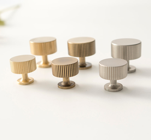 Ribbed Cylinder Cabinet <b>Knob</b> Modern Brass Drawer Pull Fluted Round Furniture Hardware Decorative Cupboard Handle - Product Image 6
