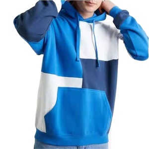 Sudadera con Capucha para Hombre, Color Azul con Bloques de Color, Corte Regular, Algodón French Terry, Estilo Casual para Otoño - Product Image 1