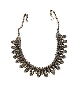 Conjunto de Collar y Pendientes de Cobre Plateado en Platino, Joyería Boho con Engaste de Bisel, Regalo de Boda o Compromiso para Mujer - Product Image 1