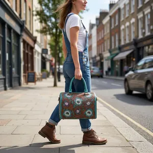 Urban Designer Genuine Leather Shoulder Bag Women <b>Handbag</b> Zipper Purse Portable Daily Travel Bag Floral Aesthetic design - Product Image 5