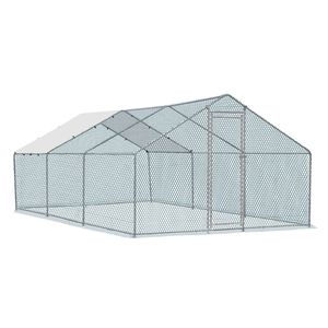 Grand enclos métallique 20 x 10 pieds pour poulets, volailles, lapins, chats, chiens, avec couverture imperméable pour poulailler et abri de ferme - Product Image 1