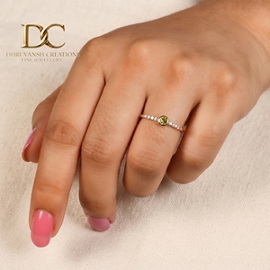 IGI Certified 10KT Solid Yellow Gold <b>Ring</b> with Lab Grown Diamond and Yellow <b>Sapphire</b> Handcrafted Women's Jewelry For Engagement - Product Image 6