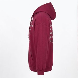 เสื้อฮู้ดดี้สีแดงเบอร์กันดีสำหรับผู้หญิง พิมพ์ลายข้อความรัก สั่งทำโลโก้ได้ตามต้องการ ผ้าฝ้ายถัก 100% สวมใส่สบายๆ สำหรับฤดูใบไม้ร่วง มีกระเป๋าหน้า - Product Image 3