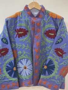 Veste en laine brodée bohème à manches longues, col rond, motif floral Suzani, vêtement d'extérieur décontracté écologique pour femmes, taille plus, hiver - Product Image 3