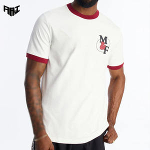 Camiseta estilo Ringer para hombre al por mayor de fábrica, algodón de 250 GSM de alto gramaje, estilo urbano, cuello en contraste, marca privada, suministro OEM ODM - Product Image 1
