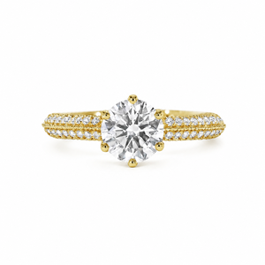 Bague de mariage en or jaune 10K VBS-75 avec diamant rond de 1,45 carat couleur E clarté VS1, bague à deux rangs de diamants, diamant cultivé en laboratoire - Product Image 1