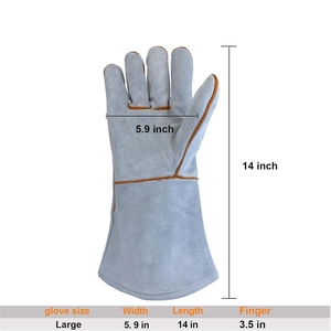 Guantes de Soldadura de Cuero Vacuno de Alta Calidad, Resistentes a la Abrasión, Ignífugos, para Uso General - Product Image 6