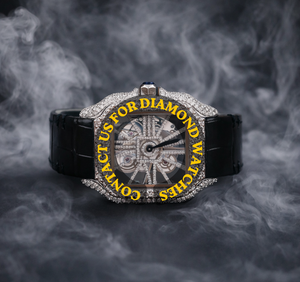 Reloj de Lujo Mecánico para Hombre con Diseño Único, Esfera Esqueletizada, Correa de Goma Negra y Diamantes de Moissanita - Product Image 1