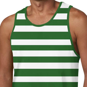 Nouvel Arrivage Été Débardeur Homme 100% Coton Rayé Vert et Blanc Col Rond Tricoté Décontracté 220 g/m² Coupe Musclée - Product Image 4