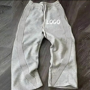 OEM Wholesale Unisex Fashion High Quality Streetwear Cotton French Terry Flare Sweat Side Stripe Pants For Men's - Product Image 6