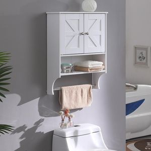 Mobiletto da bagno in stile rustico da posizionare sopra il WC, con 2 ante e ripiani regolabili, 21.65 x 7.1 x 27.6 pollici - Product Image 2