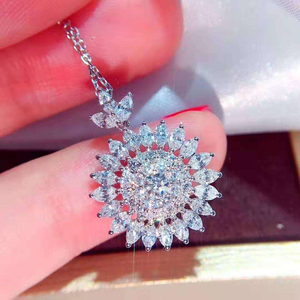 Collar de Lujo con Colgante Circular Grande de Diamantes VS y Oro Puro de 18K, Cadena con Círculo Abierto de Diamantes Reales, Regalo de Joyería - Product Image 3