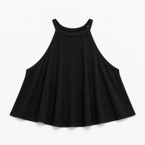 Promotion : Débardeur Camisole Noir Personnalisé à Col Halter, Coupe Évasée et Courte, Uni, Sans Manches, Ample, pour Femme, Printemps-Été, OEM, Décontracté - Product Image 4