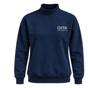 <b>Navy</b> Blue <b>Women</b> High Neck Sweatshirt Long Sleeve Pullover Oversized Casual <b>Fleece</b> Mock Neck Winter Streetwear Fashion Jumper - Product Image 1