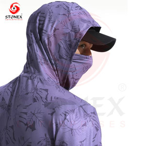Vêtements de pêche UPF 50+ à séchage rapide, respirants, grande taille, sweat à capuche pour homme à manches longues avec masque intégré et design personnalisé - Product Image 4