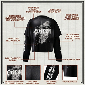 Sudadera de algodón extragrande de manga larga para hombre, estilo urbano, cuello redondo, tejida en negro con estampado de letras y diseño de llamas en las mangas - Product Image 6