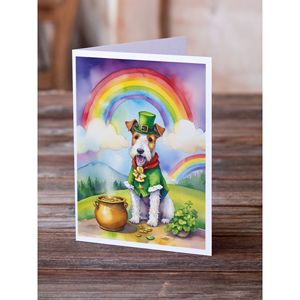 Whimsical A7 Tamaño 5x7 Tarjetas de nota en blanco Paquete de 8 Fox Terrier Tarjetas de felicitación del día de San Patricio con sobres - Product Image 2