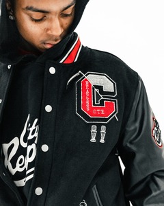 Chaqueta Varsity de los Raiders de Las Vegas para Hombre, Negra, de Lana, Casual, con Cuello Alto, Lisa, con Logotipo Bordado Personalizado - Product Image 4