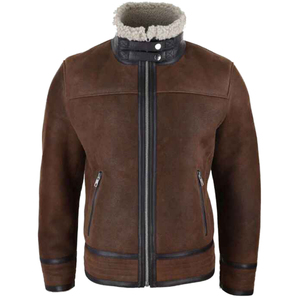 Blouson Bomber Décontracté Homme Hiver Haute Qualité en Cuir Véritable Peau de Mouton Lavé avec Fermeture Éclair – Service OEM – Vente Flash - Product Image 1