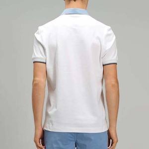 Polo à manches courtes blanc pour homme, couleur unie, décontracté, tricoté, boutonné devant, coupe classique, respirant, en jersey de coton - Product Image 2
