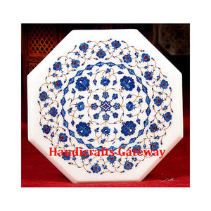 Magnifique plateau de table octogonal en marbre blanc naturel fait à la main avec une qualité supérieure, utilisé pour les tables à thé dans les hôtels - Product Image 6