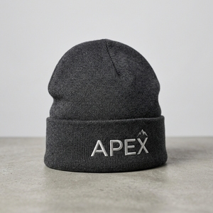 Bonnet en tricot côtelé gris anthracite personnalisé, bonnet d'hiver à revers, unisexe, extensible, avec logo brodé - Product Image 2